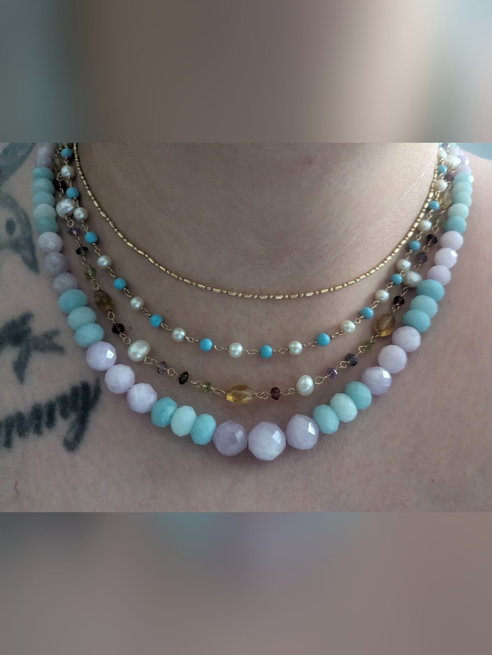 Pink Kunzite And Blue Amazonite Pastel Beaded Gemstone Necklace Jay King Women's